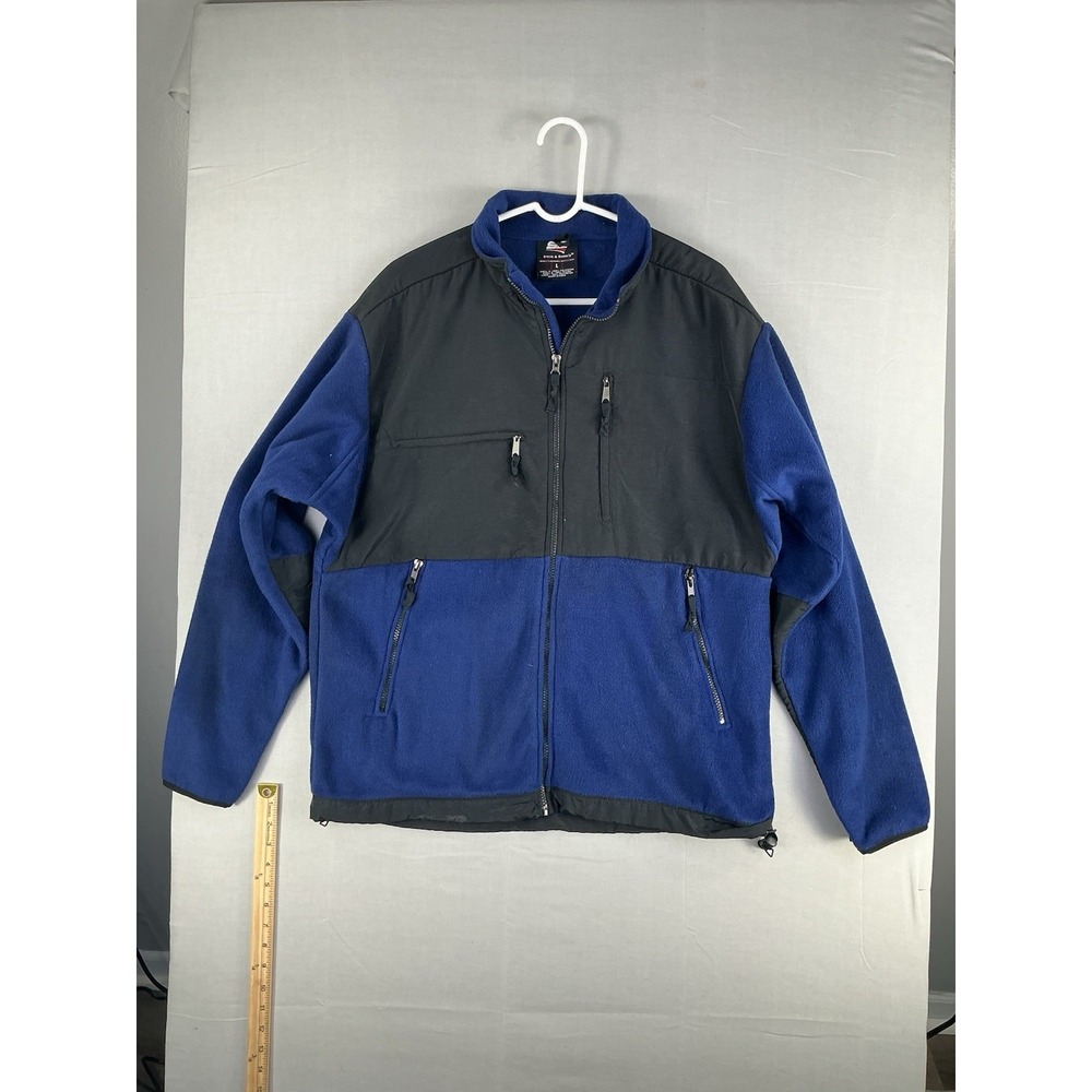Steve & Barry's Fleece Jacket Mens L Blue Black Full Zip Pockets